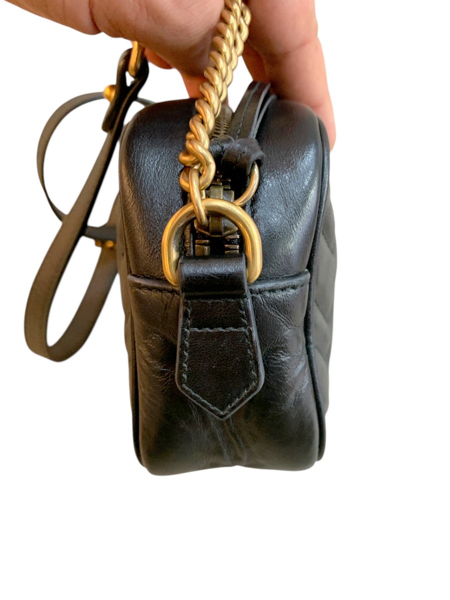 Gucci mini camera bag GG marmont in pelle nera