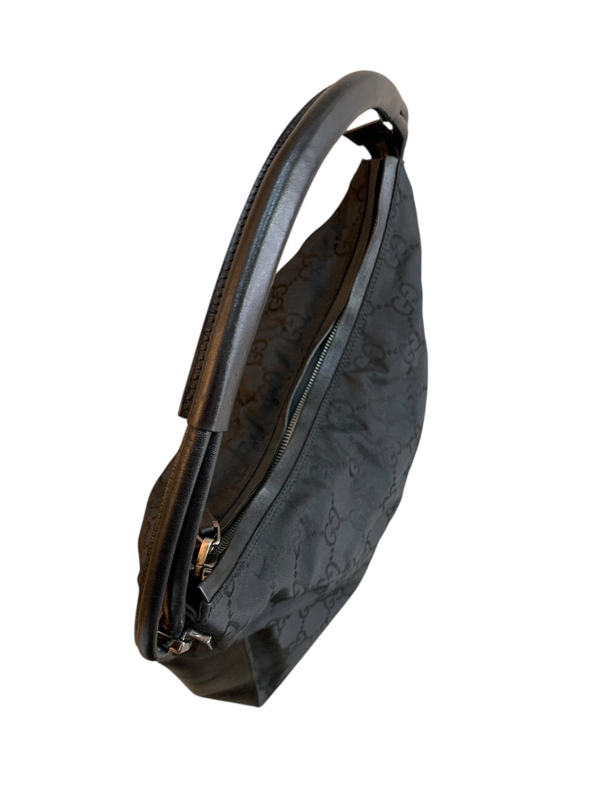 Gucci borsa a spalla in tessuto GG e pelle di colore nera - AgeVintage