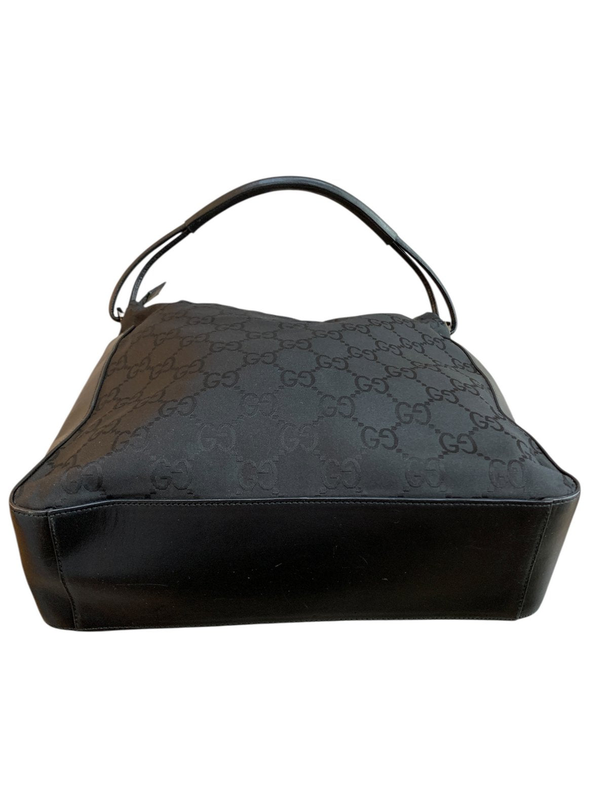 Gucci borsa a spalla in tessuto GG e pelle di colore nera - AgeVintage