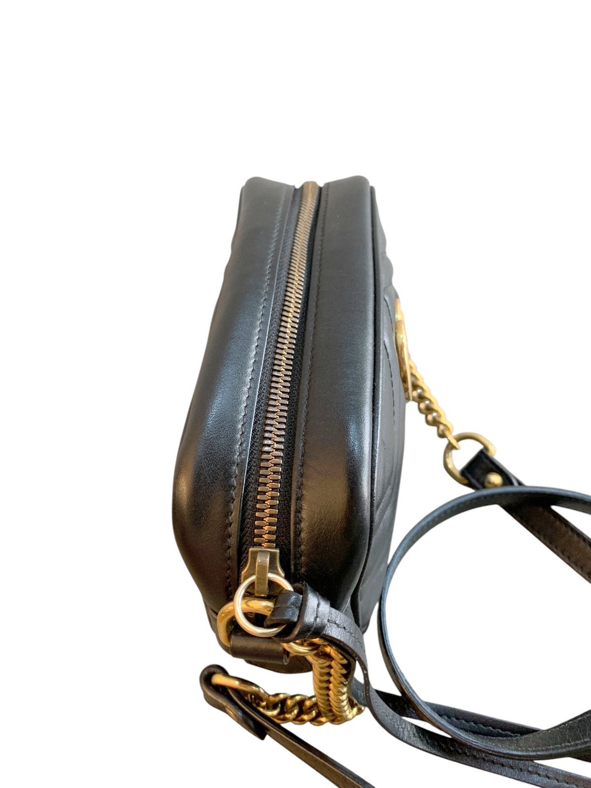 Gucci Borsa marmont matelassè piccola in pelle nera - AgeVintage