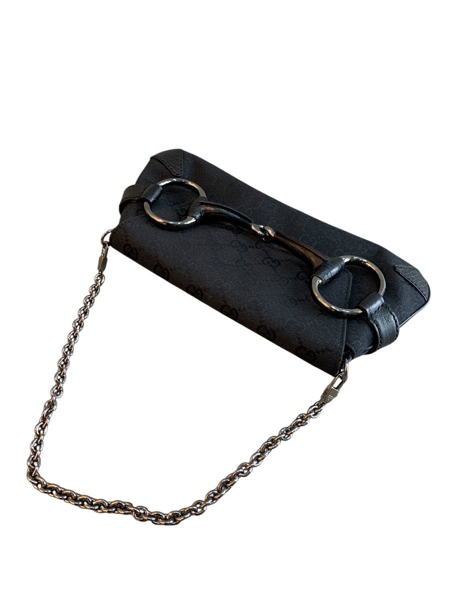 Gucci Horsebit Pochette Chain in tessuto GG e pelle - AgeVintage