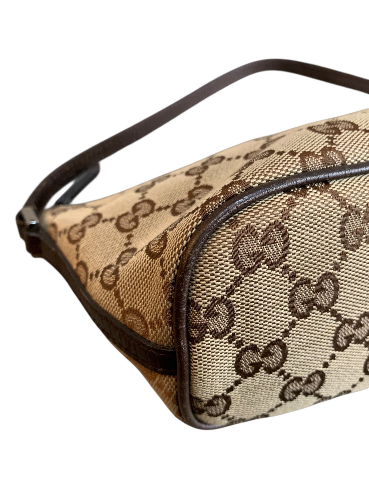 Gucci pochette in tela GG colore beige ebano - AgeVintage