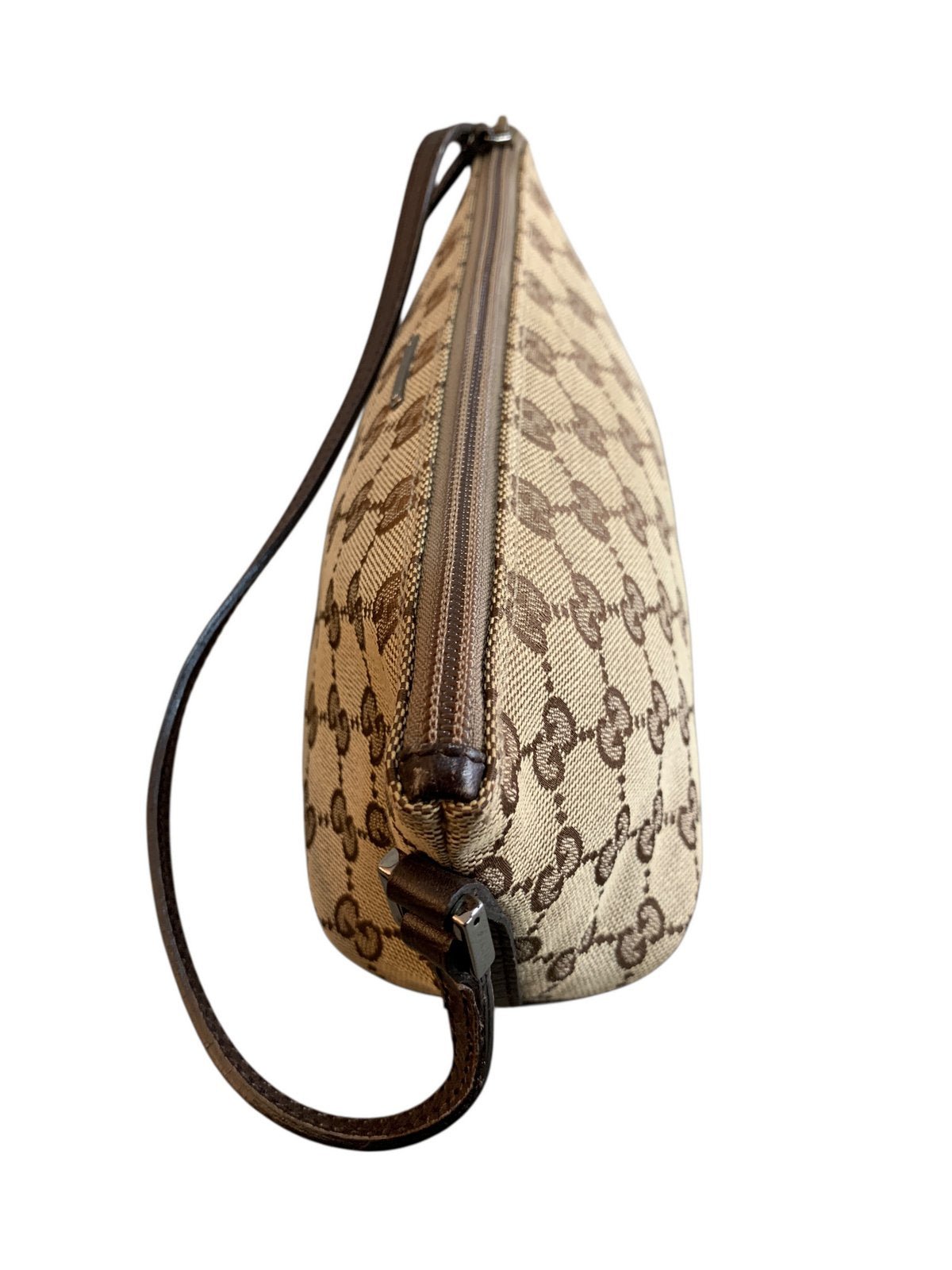 Gucci pochette in tela GG colore beige ebano - AgeVintage