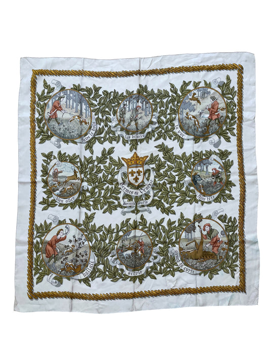 Foulard Hermès Termes de Vénerie 1966 disteso frontale