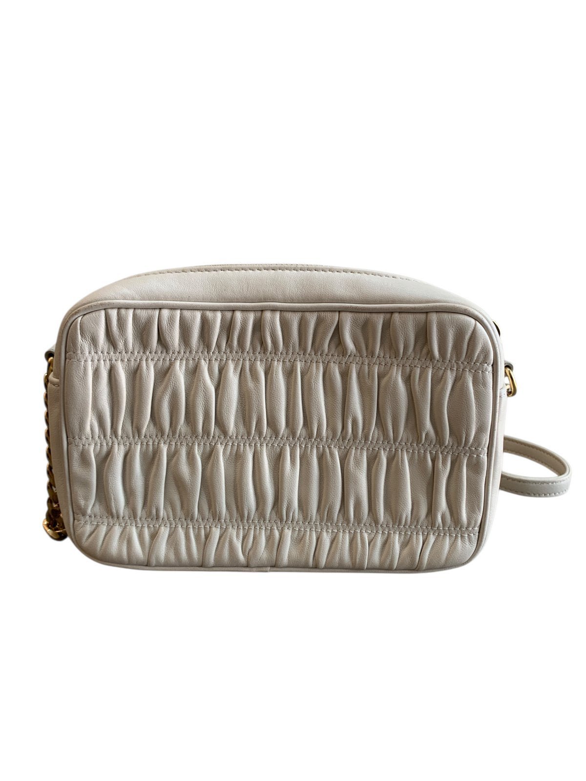 Prada 1BH112 borsa tracolla in pelle gaufré bianca - AgeVintage