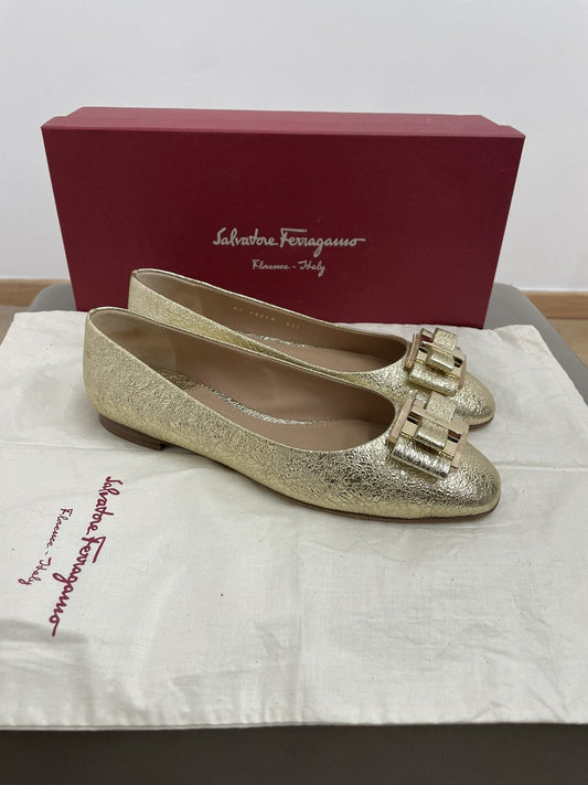 Salvatore Ferragamo scarpe ballerine color champagne misura 5.5 (IT 36) - AgeVintage