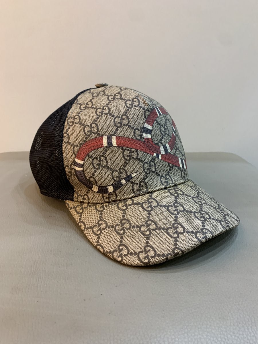 Gucci berretto in tela stampa snake - AgeVintage