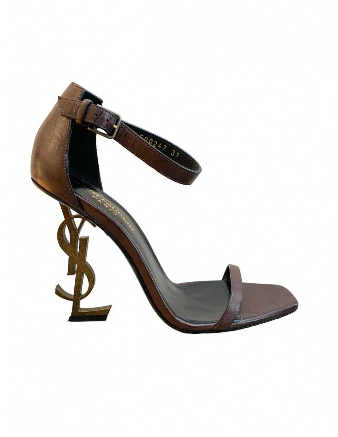 Saint Laurent Olympe sandali con tacco logo - AgeVintage