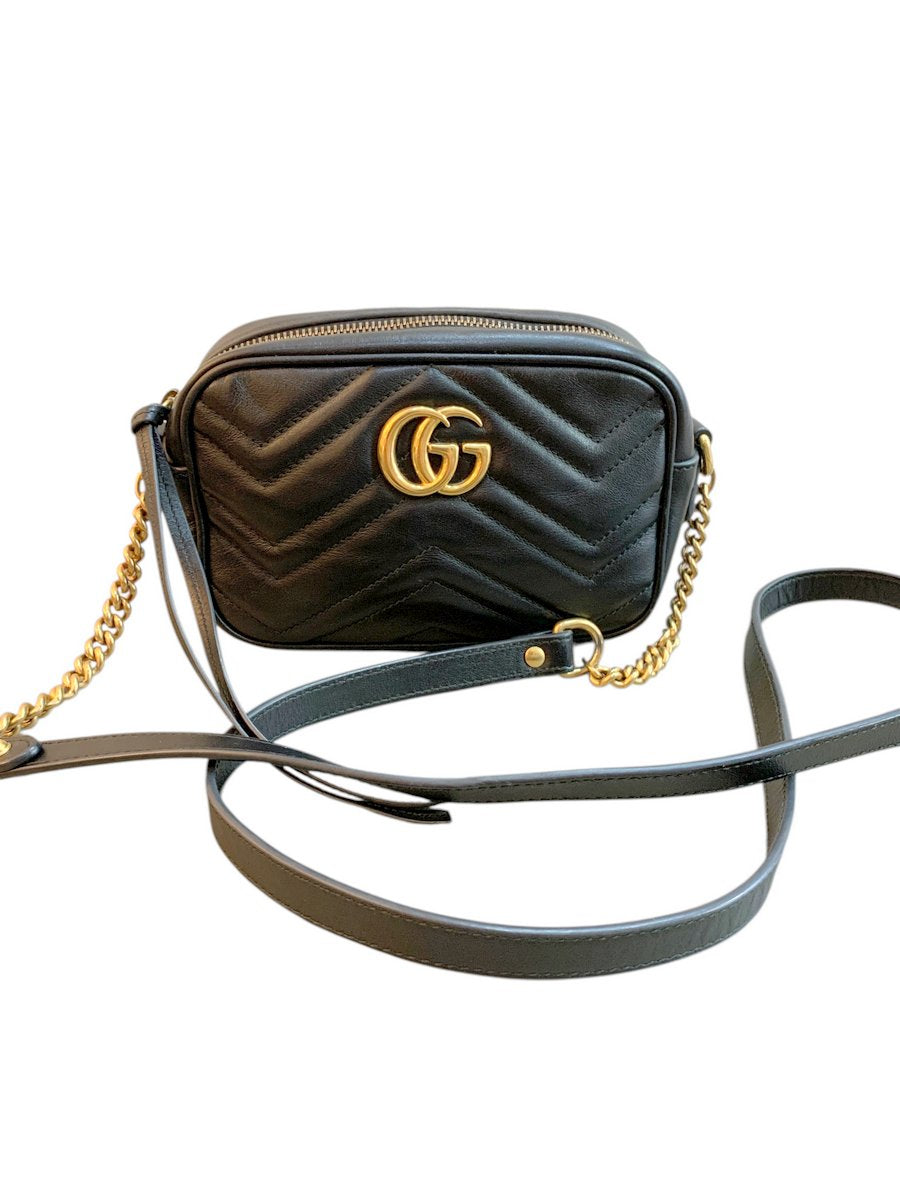Gucci mini camera bag GG marmont in pelle nera