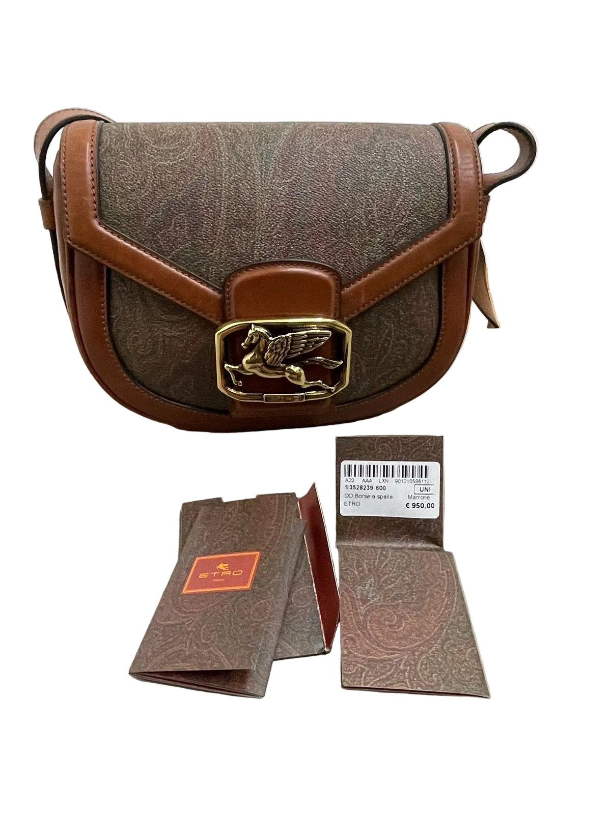 Borsa a Tracolla Etro Pegaso Vintage in Canvas Paisley e Pelle