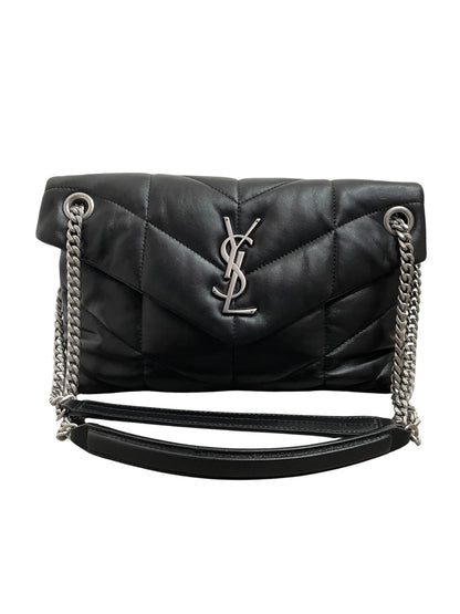 Borsa Saint Laurent LouLou Puffer Small nera - Vista frontale