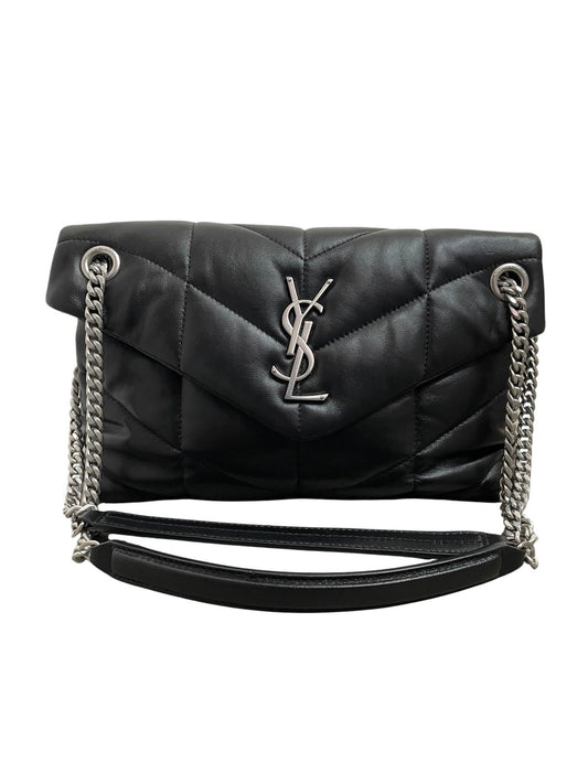 Borsa Saint Laurent LouLou Puffer Small nera - Vista frontale