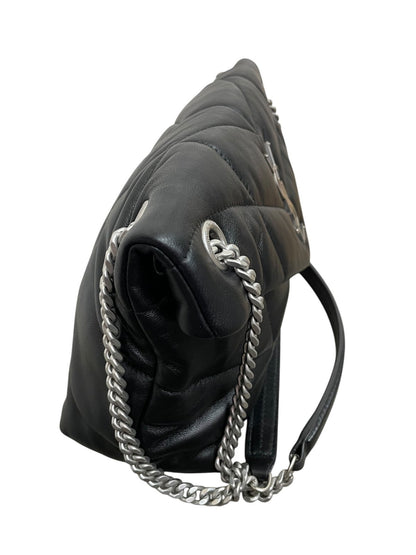 Borsa Saint Laurent LouLou Puffer Small nera - Vista laterale 
