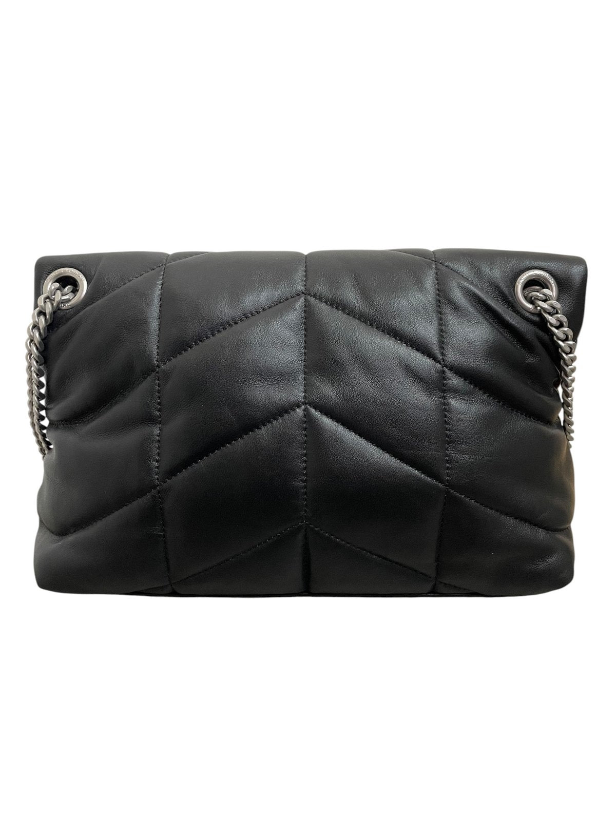 Borsa Saint Laurent LouLou Puffer Small nera - Vista posteriore