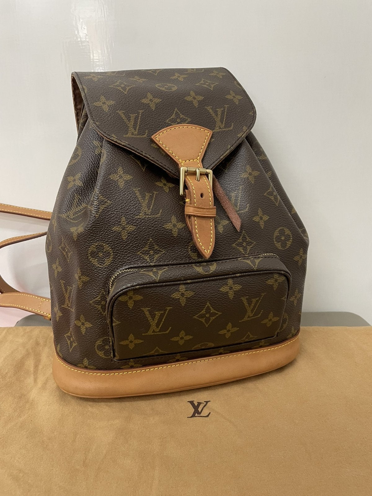 Zaino Louis Vuitton Montsouris MM Monogram originale usato, vista con dustbag