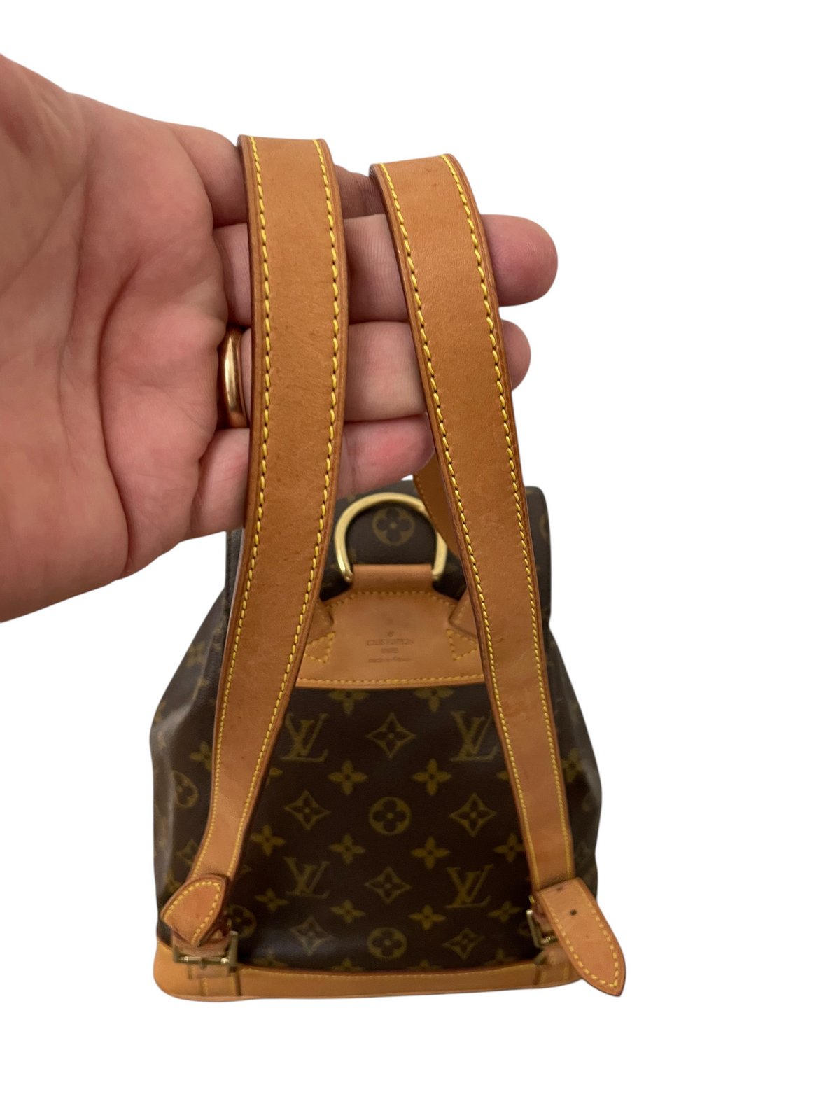 Zaino Louis Vuitton Montsouris MM Monogram originale usato, vista posteriore con cinghie