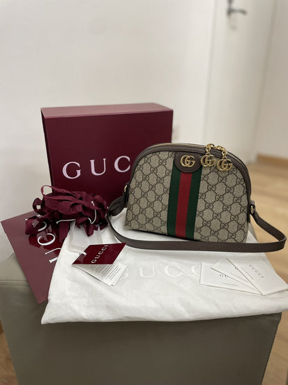 Borsa Gucci Ophidia GG Small con scatola originale bordeaux, dustbag e cartellini.
