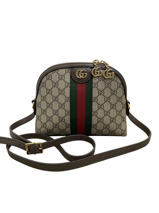 Borsa a tracolla Gucci Ophidia GG Small Dome in tela GG Supreme vista frontale.