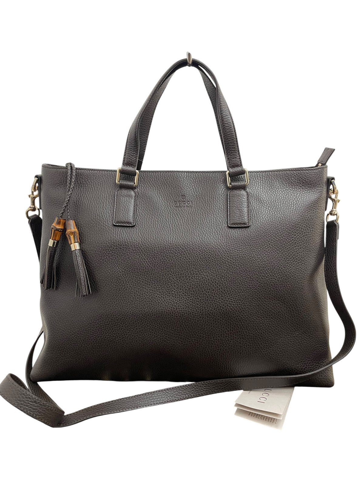 Borsa Tote Gucci Bamboo Pelle Testa di Moro - AgeVintage