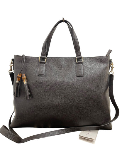 Borsa Tote Gucci Bamboo Pelle Testa di Moro - AgeVintage