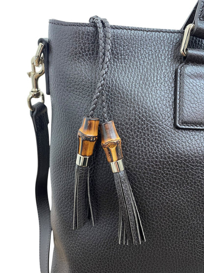 Borsa Tote Gucci Bamboo Pelle Testa di Moro - AgeVintage