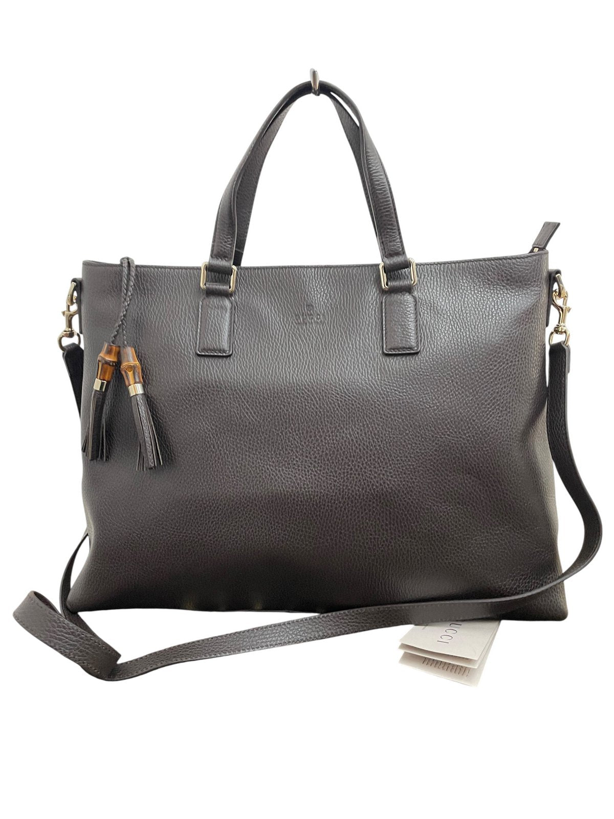 Borsa Tote Gucci Bamboo Pelle Testa di Moro - AgeVintage