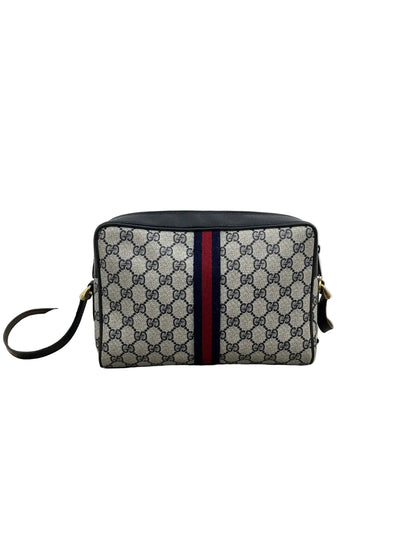 Retro della borsa a tracolla Gucci Vintage Ophidia in canvas monogramma blu