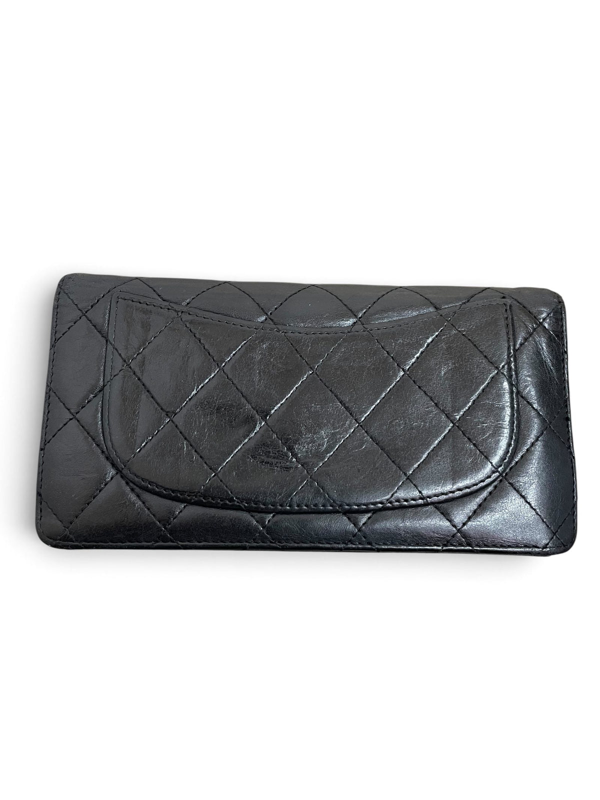 Chanel portafoglio lungo Reissue nero retro chiusura flap