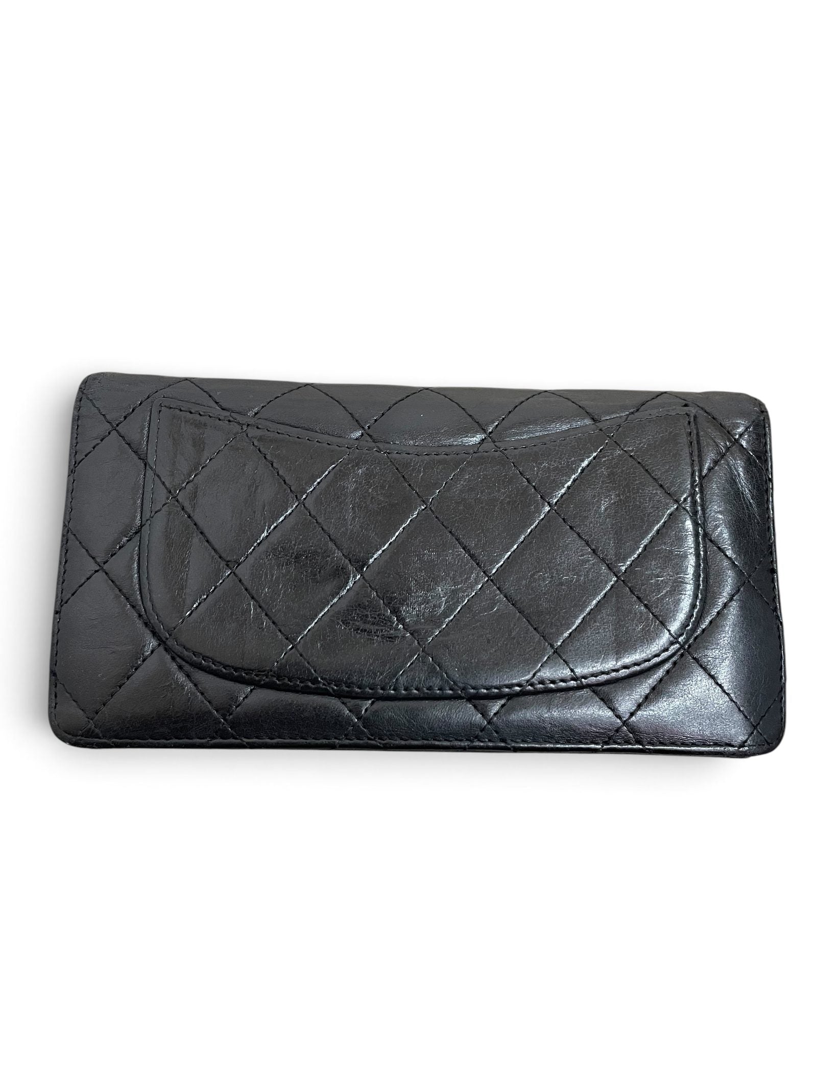 Chanel portafoglio lungo Reissue nero retro chiusura flap