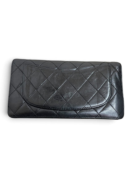 Chanel portafoglio lungo Reissue nero retro chiusura flap