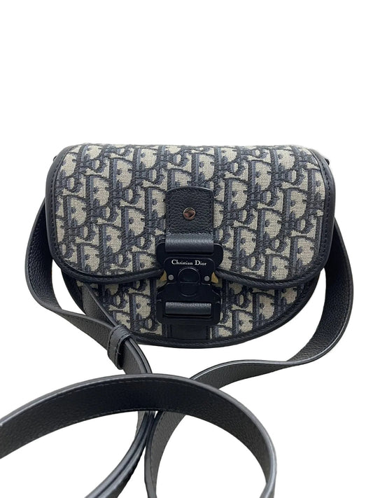 Christian Dior Mini Borsa Gallop in Jacquard Oblique Beige e Nero - AgeVintage