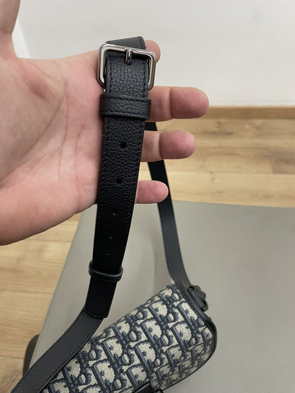 Christian Dior Mini Borsa Gallop in Jacquard Oblique Beige e Nero - AgeVintage