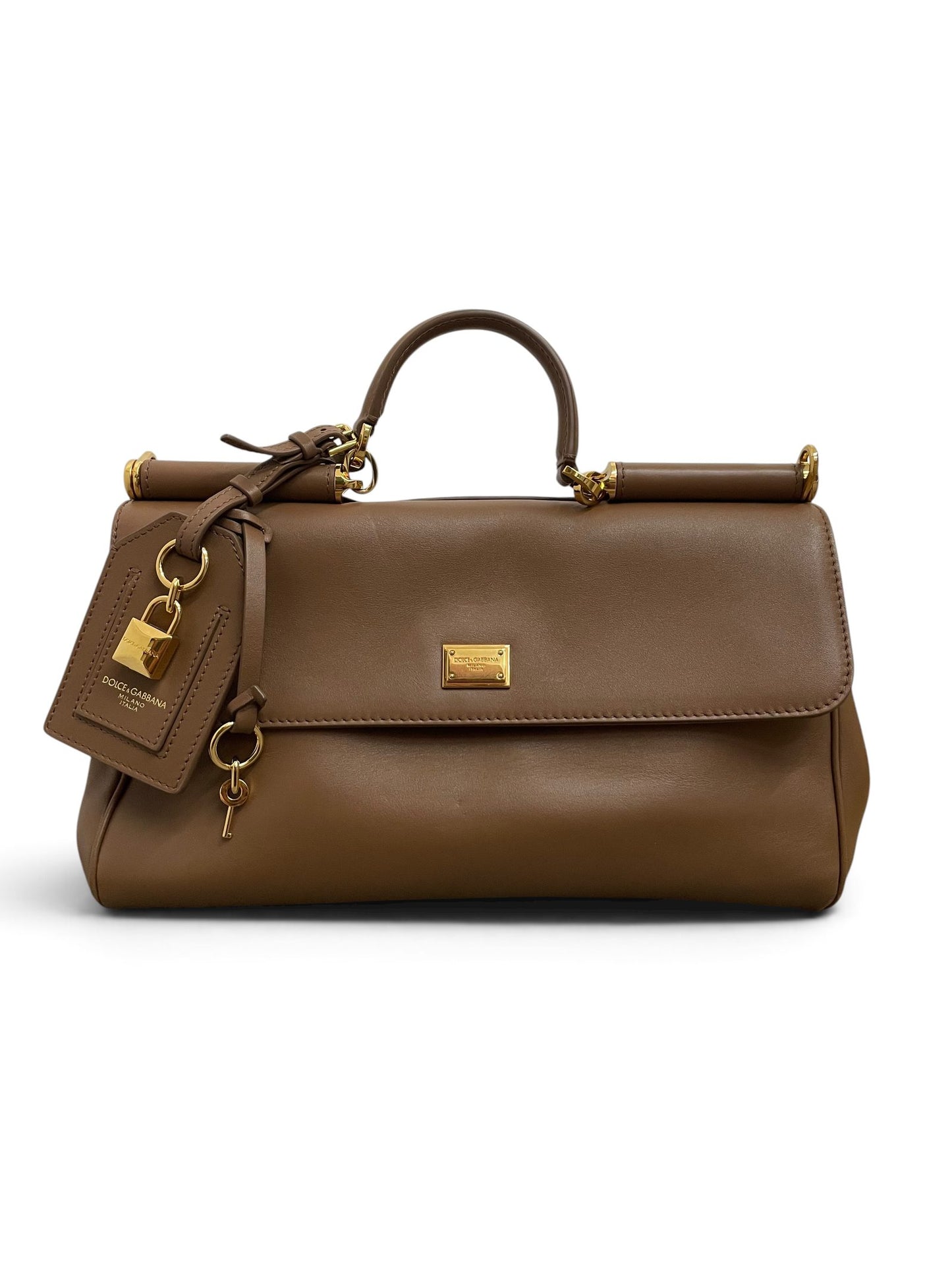 Borsa Dolce Gabbana My Sicily marrone vista tre quarti frontale