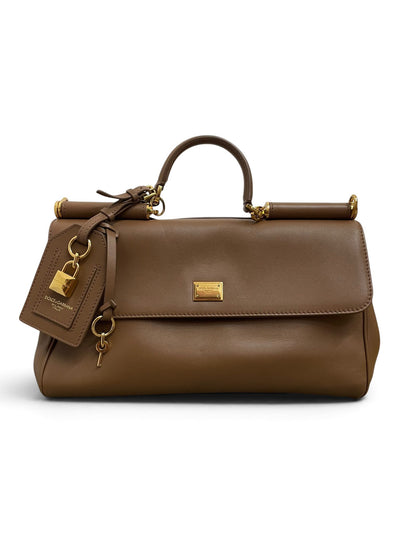 Borsa Dolce Gabbana My Sicily marrone vista tre quarti frontale