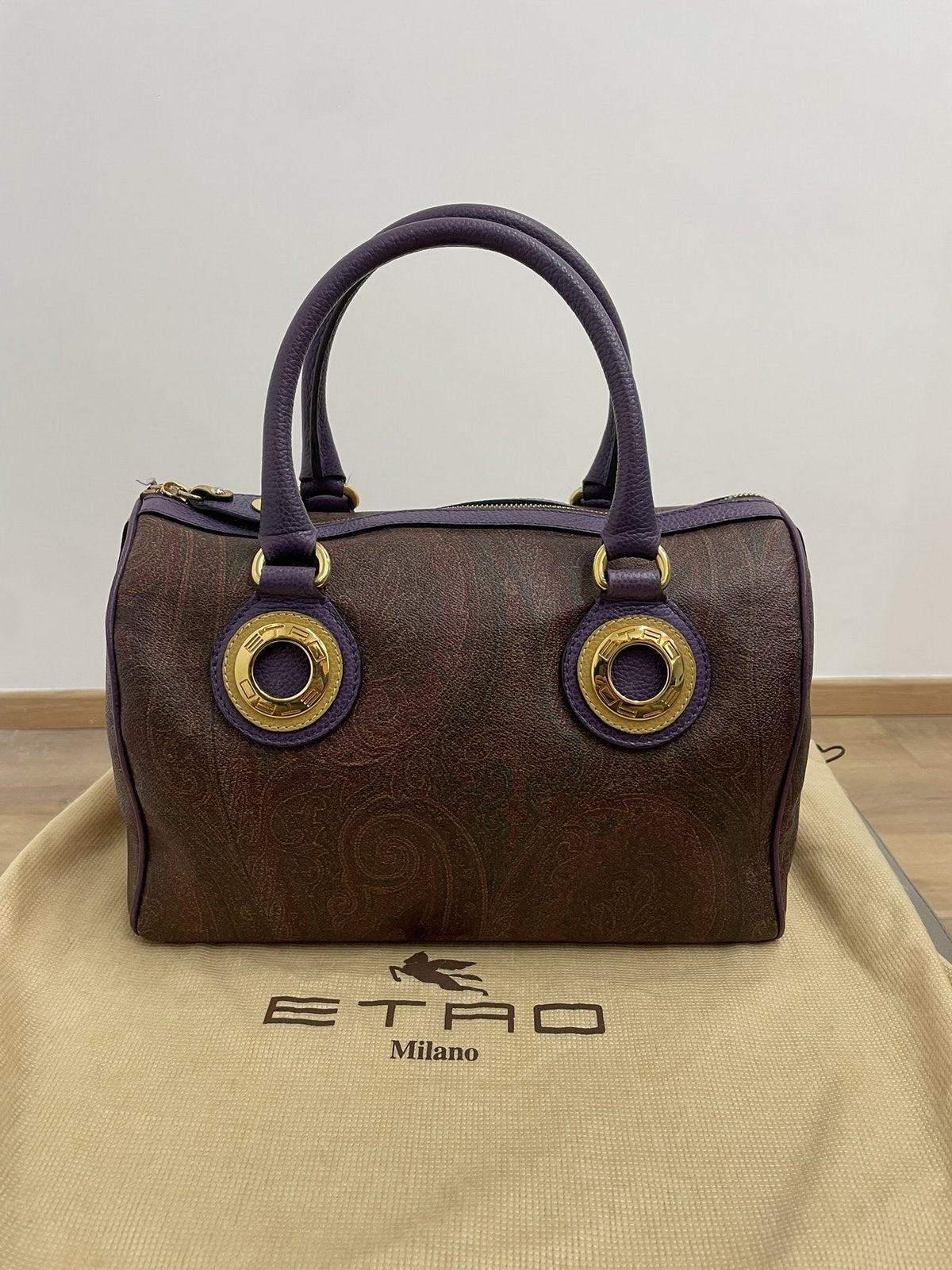 Etro borsa bauletto in tela jacquard e pelle - AgeVintage