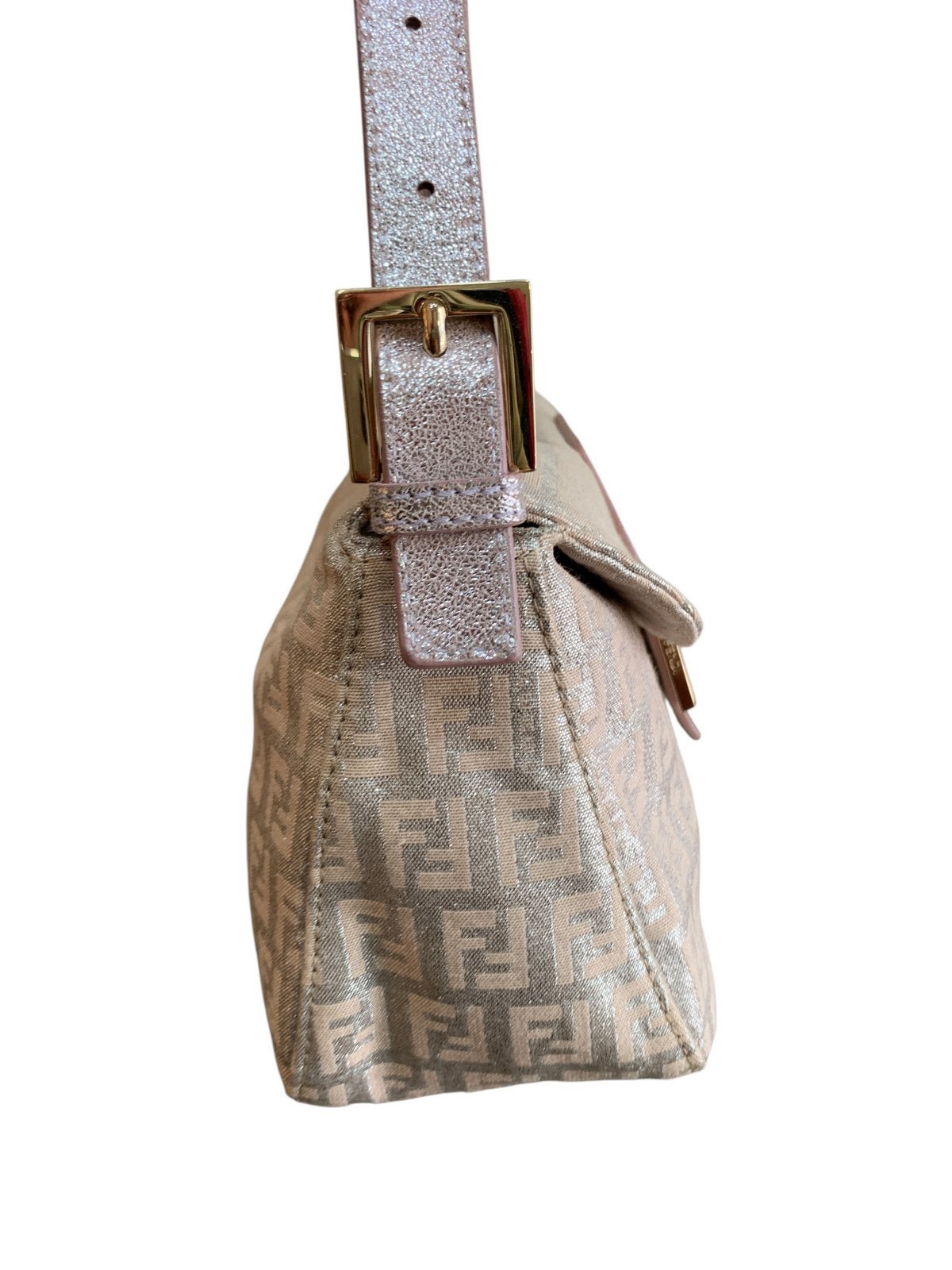 Fendi Baguette in Tela e Pelle Rosa Chiaro Laminata - AgeVintage