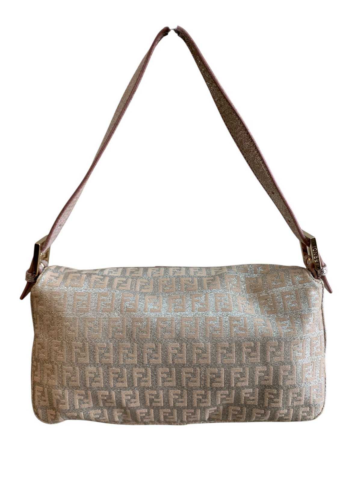 Fendi Baguette in Tela e Pelle Rosa Chiaro Laminata - AgeVintage