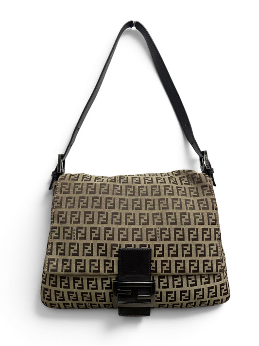 Fendi Baguette Zucchino vintage fronte canvas FF beige marrone