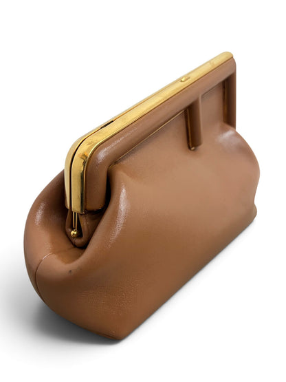 Lato sinistro borsa Fendi First Small pelle marrone caramello