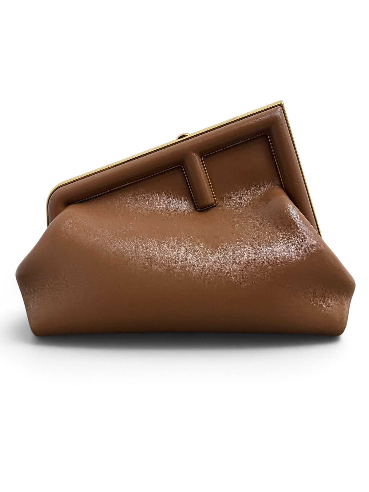 Vista frontale Fendi First Small bag pelle nappa marrone