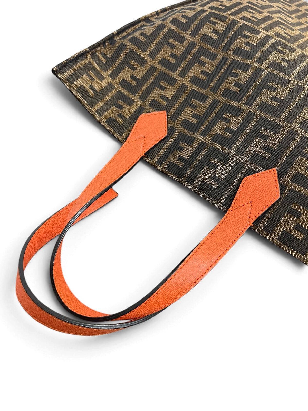 Fendi tote FF Zucca dettaglio manici pelle arancione