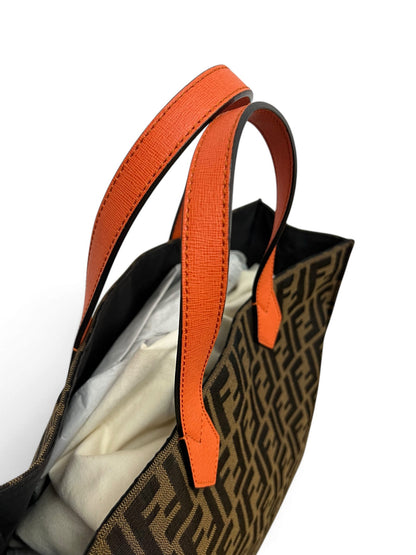 Fendi tote manici pelle arancione e interno borsa