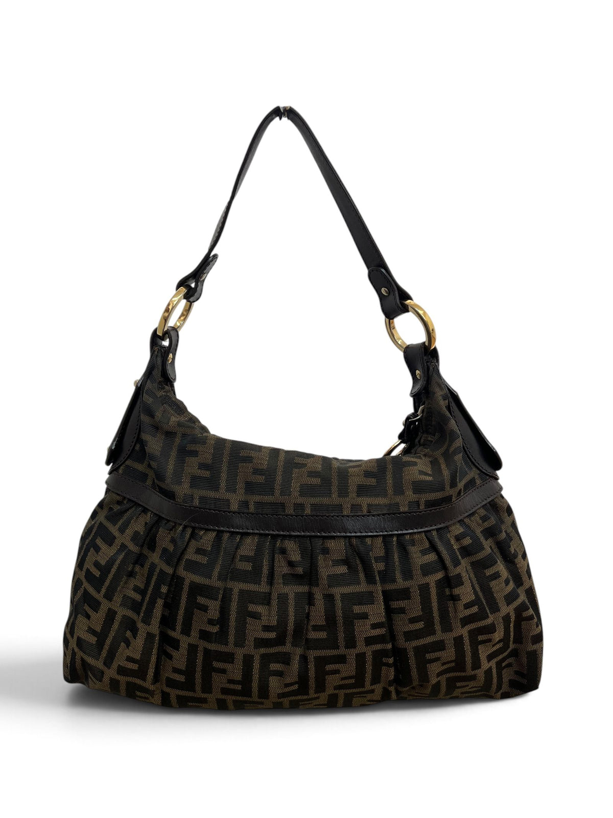 Fendi Zucca Hobo Bag canvas monogram tabacco vista retro