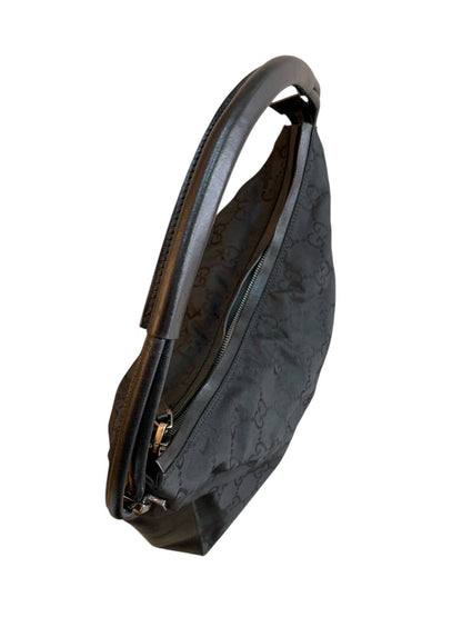 Gucci borsa a spalla in tessuto GG e pelle di colore nera - AgeVintage