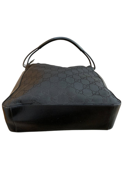 Gucci borsa a spalla in tessuto GG e pelle di colore nera - AgeVintage