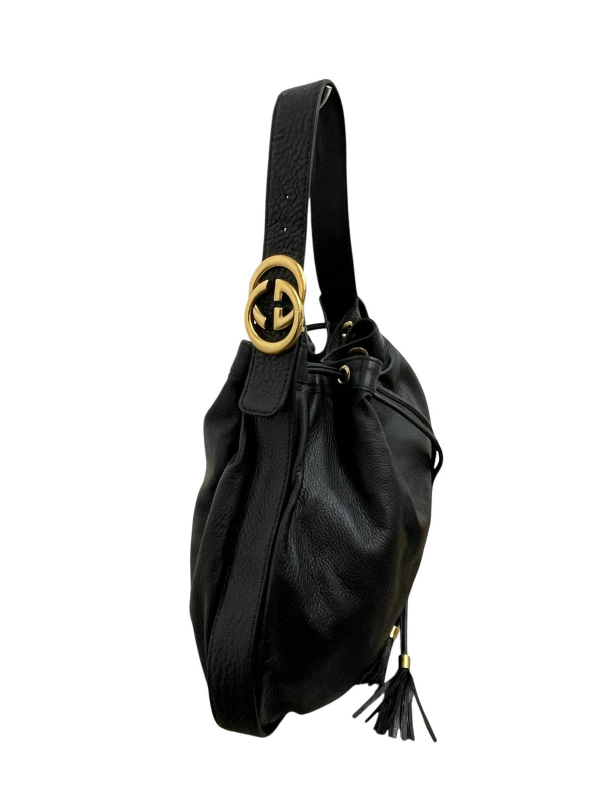 Gucci borsa Interlocking Icon Hobo in Pelle Nera - AgeVintage