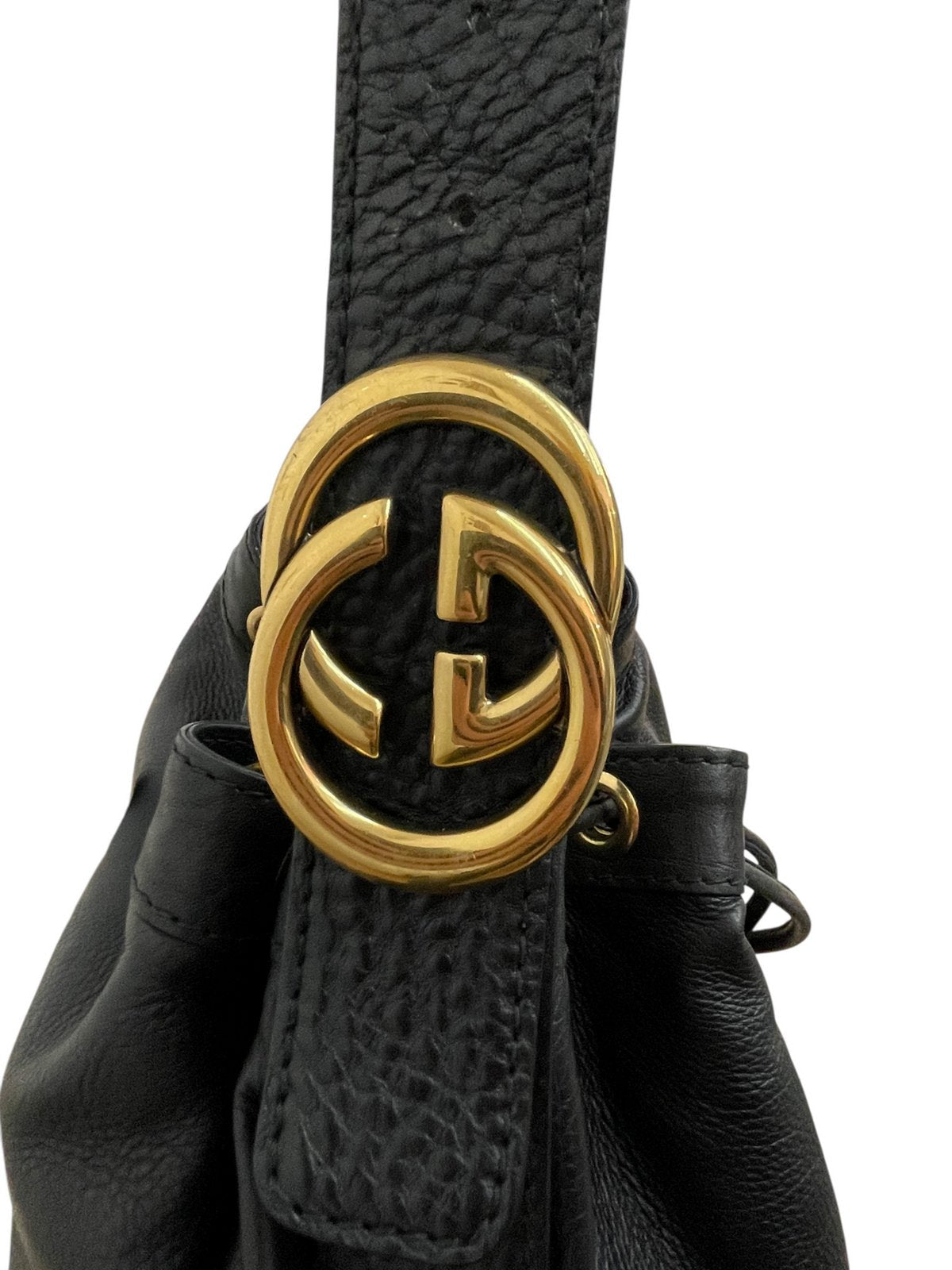 Gucci borsa Interlocking Icon Hobo in Pelle Nera - AgeVintage