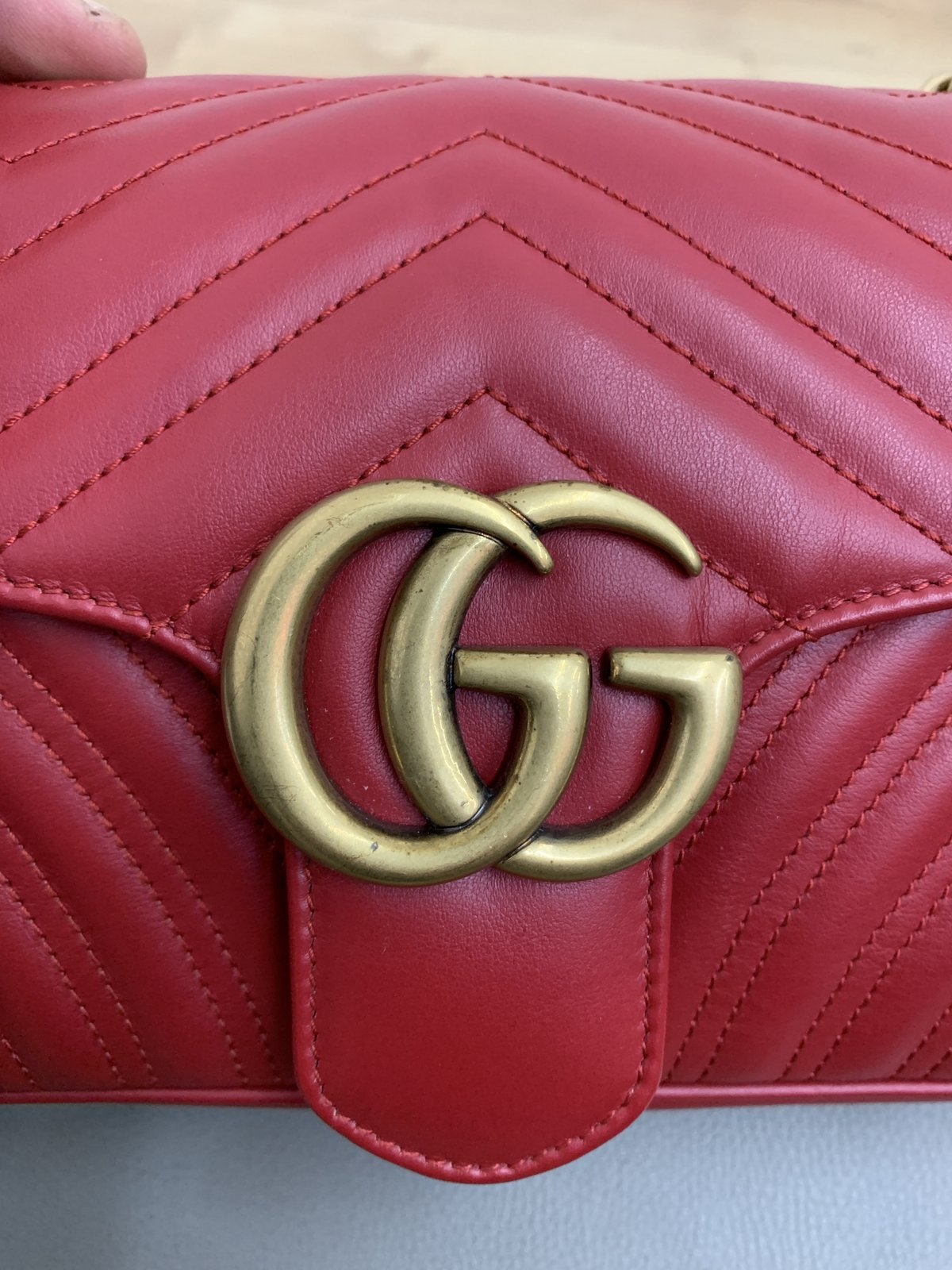 Gucci borsa marmont 26 cm in pelle colore rosso - AgeVintage