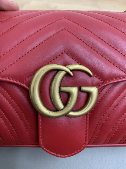 Gucci borsa marmont 26 cm in pelle colore rosso - AgeVintage