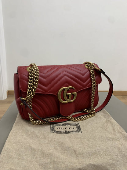 Gucci borsa marmont 26 cm in pelle colore rosso - AgeVintage
